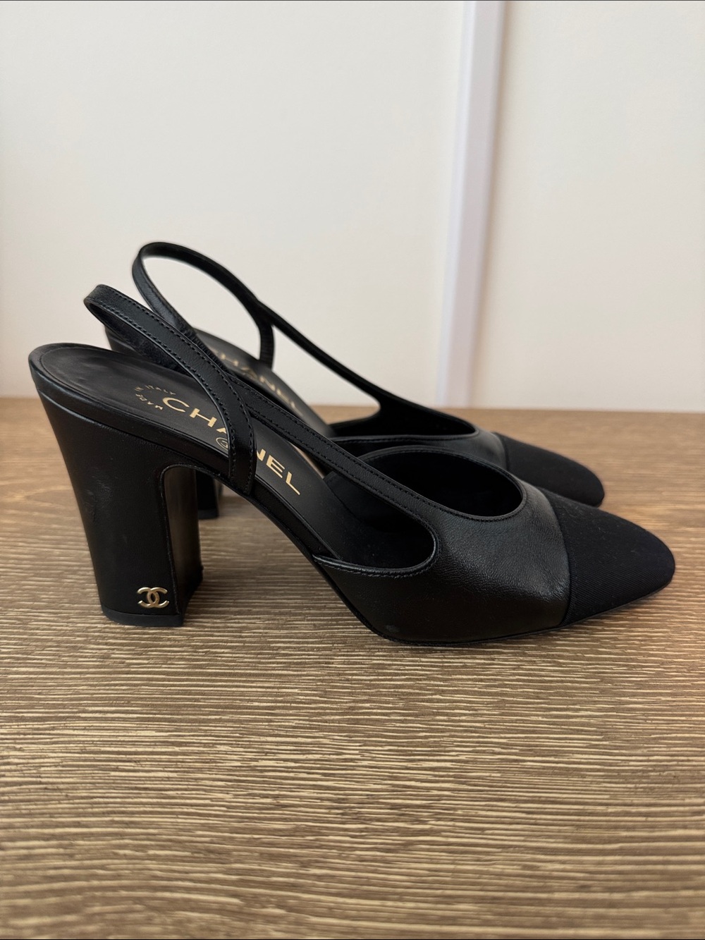 CHANEL Black Slingbacks